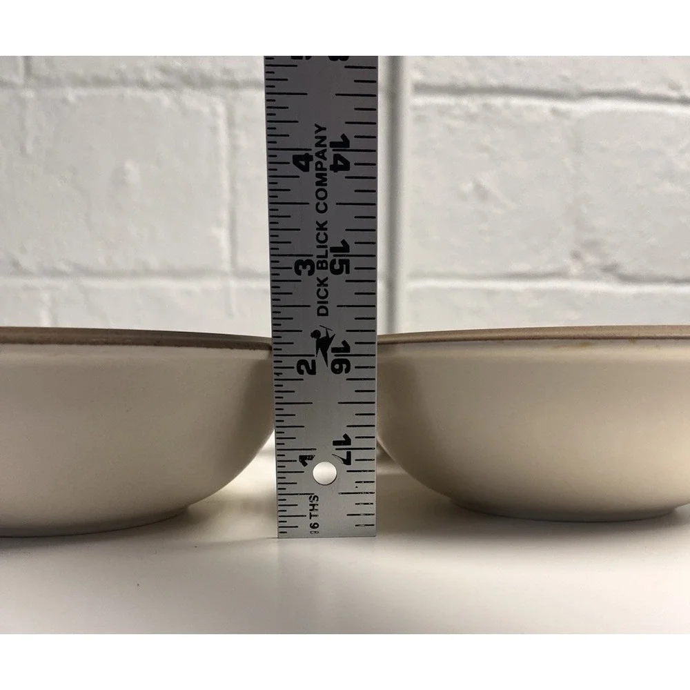 Dansk China SANTIAGO WHITE Cereal‎ Bowl *NEW*  SET of 4 | Beige Body Tan Edge